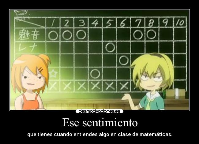 Ese sentimiento - que tienes cuando entiendes algo en clase de matemáticas.