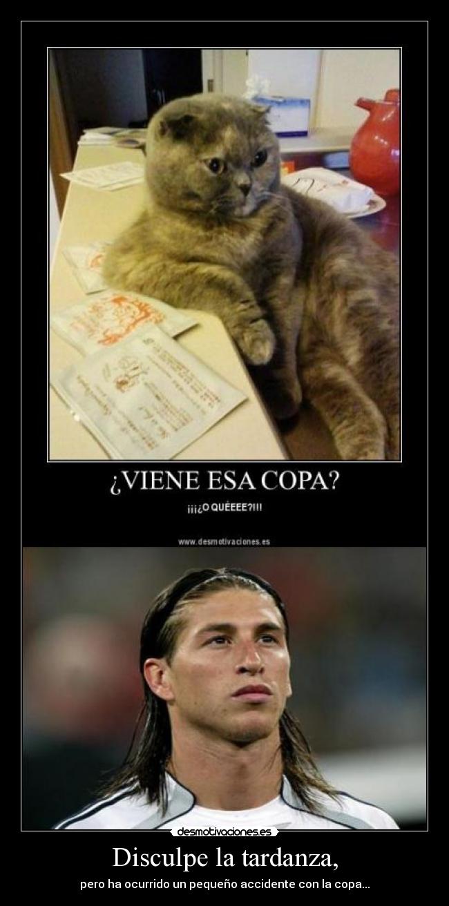 Disculpe la tardanza, - pero ha ocurrido un pequeño accidente con la copa...