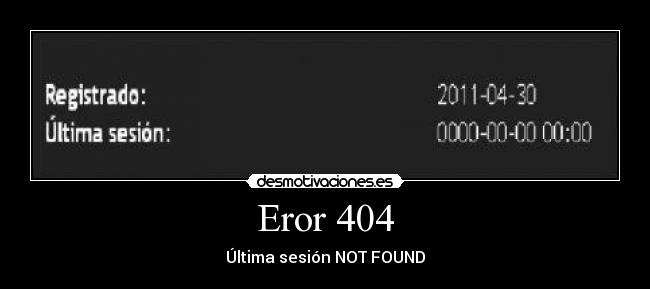 Eror 404 - Última sesión NOT FOUND