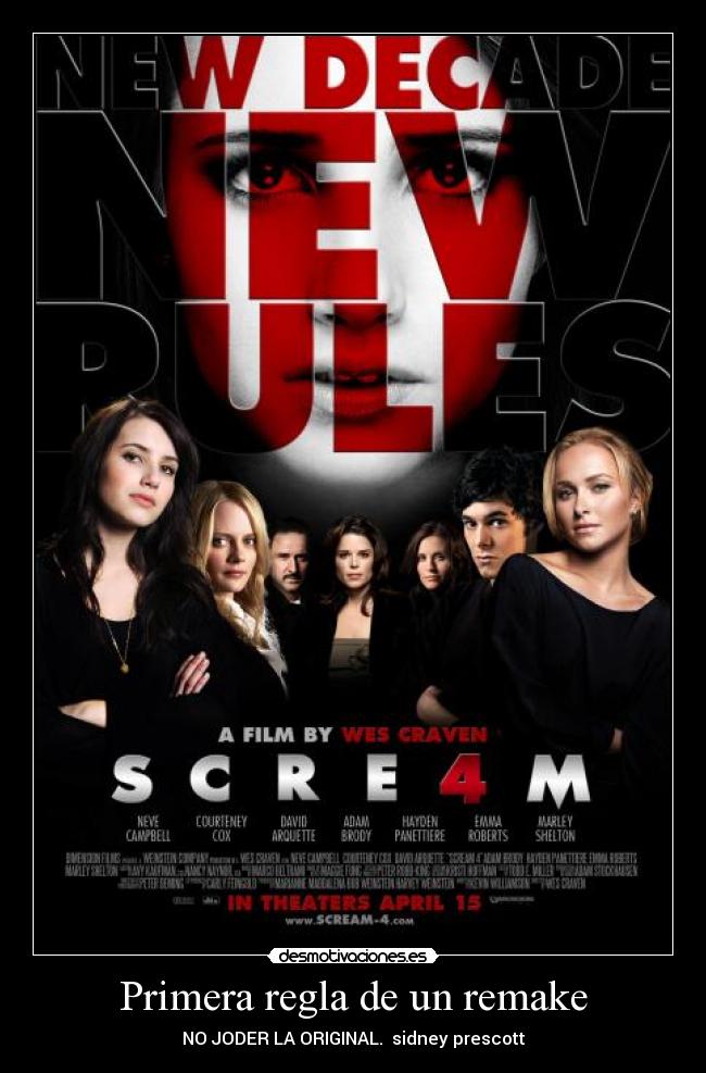Primera regla de un remake - NO JODER LA ORIGINAL. sidney prescott