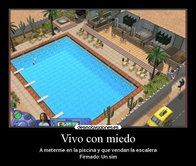 carteles miedo sims piscina desmotivaciones