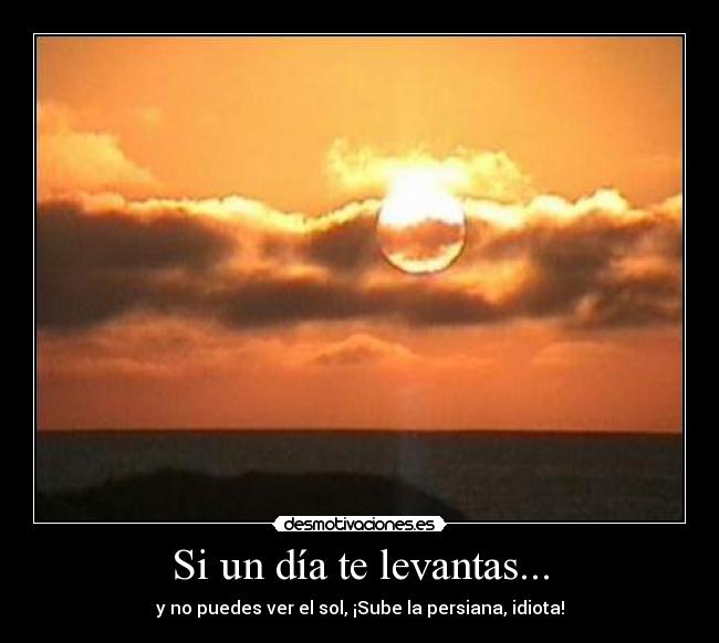 Si un día te levantas... - y no puedes ver el sol, ¡Sube la persiana, idiota!