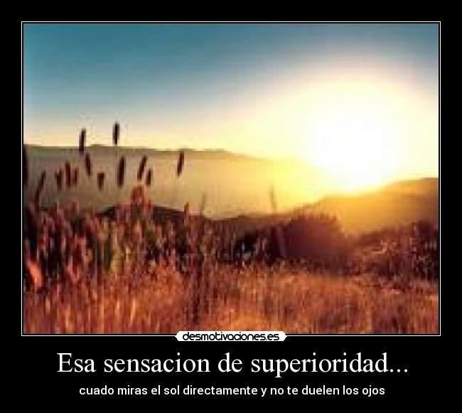 Esa sensacion de superioridad... - cuado miras el sol directamente y no te duelen los ojos