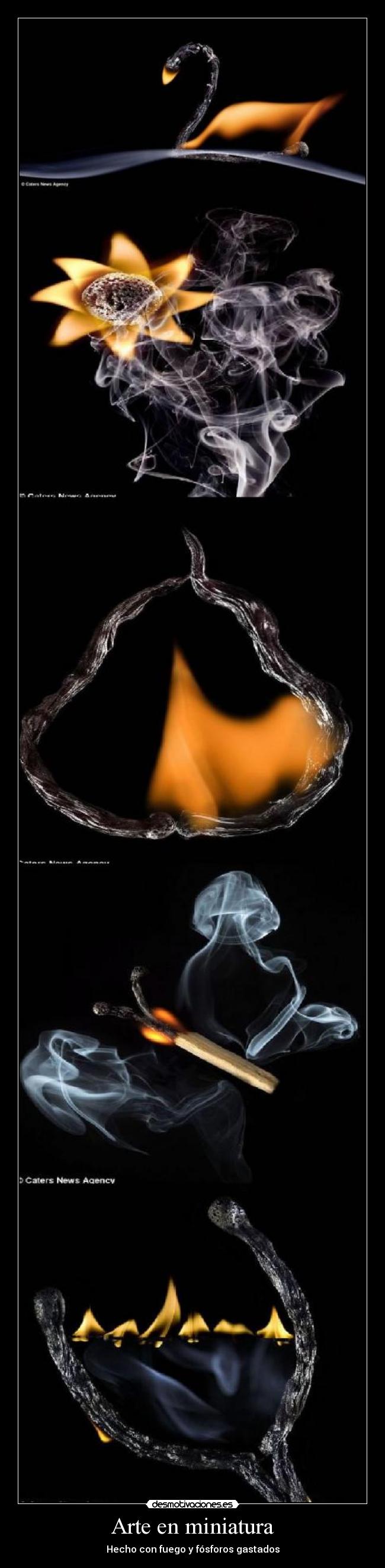 Arte en miniatura - Hecho con fuego y fósforos gastados
