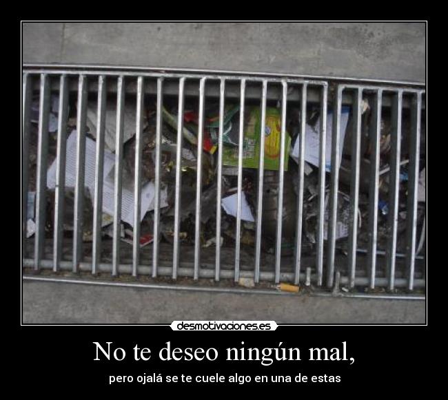 No te deseo ningún mal, - pero ojalá se te cuele algo en una de estas