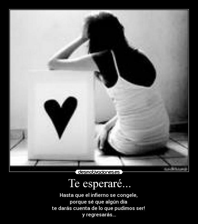 Te esperaré... - Hasta que el infierno se congele,
porque sé que algún día
te darás cuenta de lo que pudimos ser!
y regresarás...