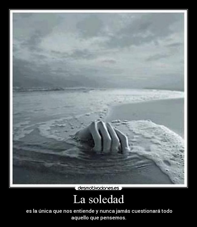 La soledad - es la única que nos entiende y nunca jamás cuestionará todo aquello que pensemos.