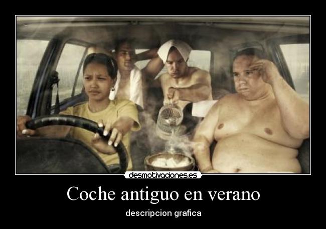 Coche antiguo en verano - descripcion grafica