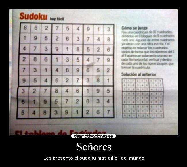 Señores - Les presento el sudoku mas difícil del mundo