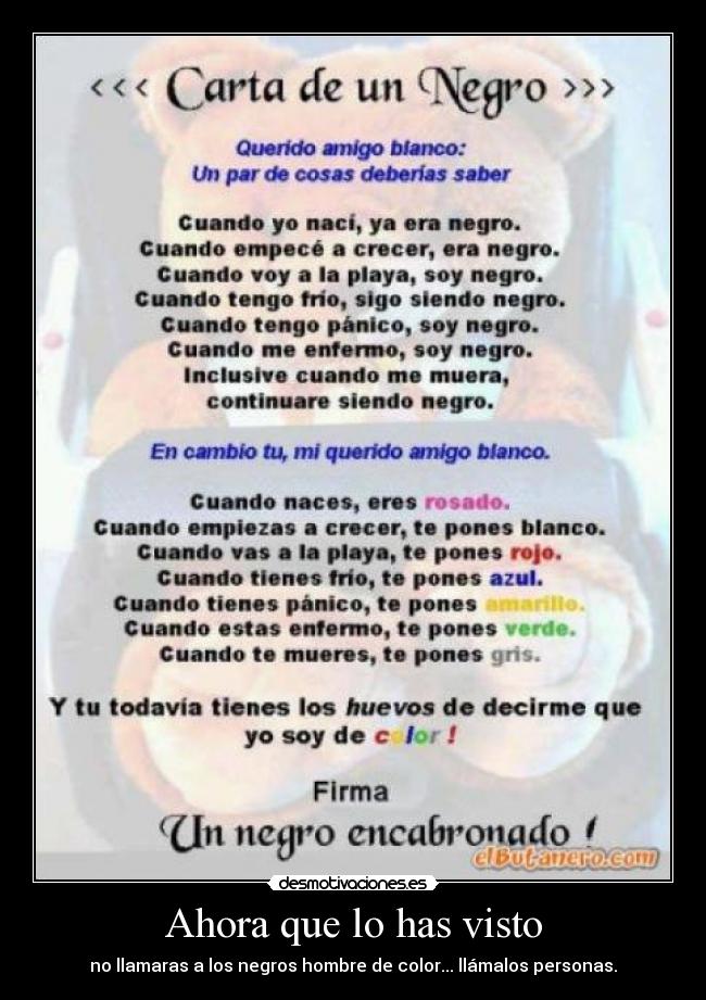 Ahora que lo has visto -