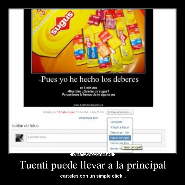 Tuenti puede llevar a la principal - carteles con un simple click...