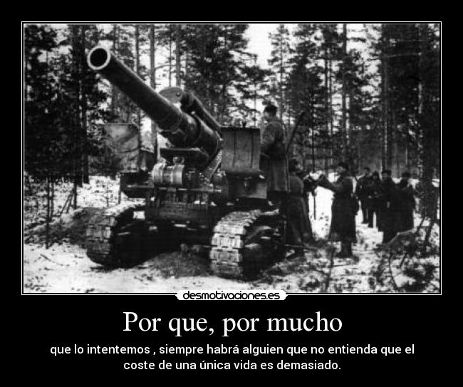 Por que, por mucho - que lo intentemos , siempre habrá alguien que no entienda que el
coste de una única vida es demasiado.