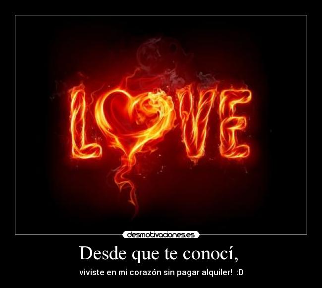 Desde que te conocí,  - viviste en mi corazón sin pagar alquiler!  :D