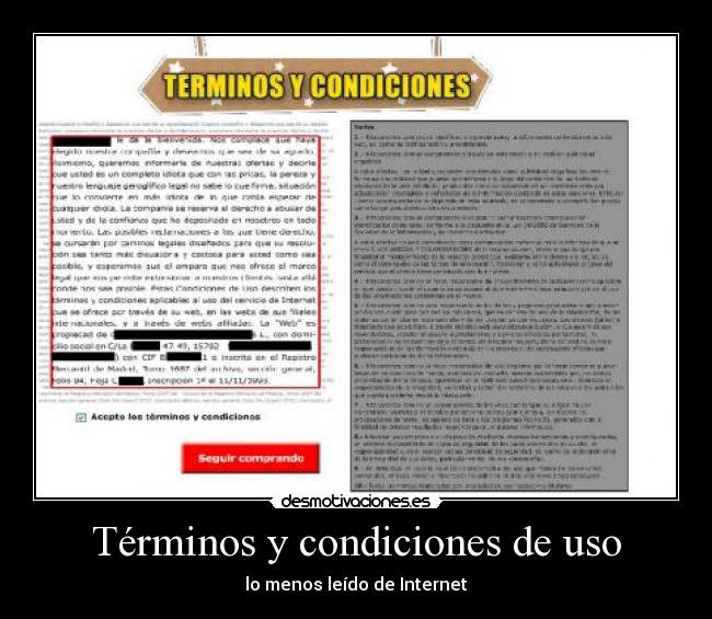 Términos y condiciones de uso - lo menos leído de Internet