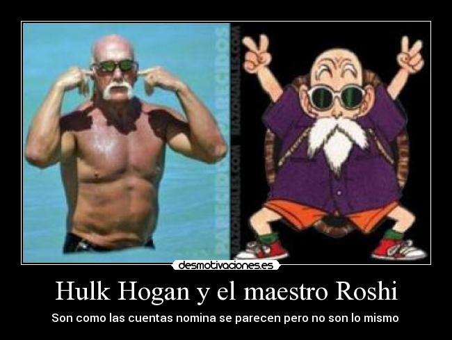 Hulk Hogan y el maestro Roshi - Son como las cuentas nomina se parecen pero no son lo mismo