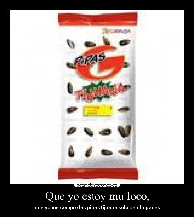 Que yo estoy mu loco, - que yo me compro las pipas tijuana solo pa chuparlas