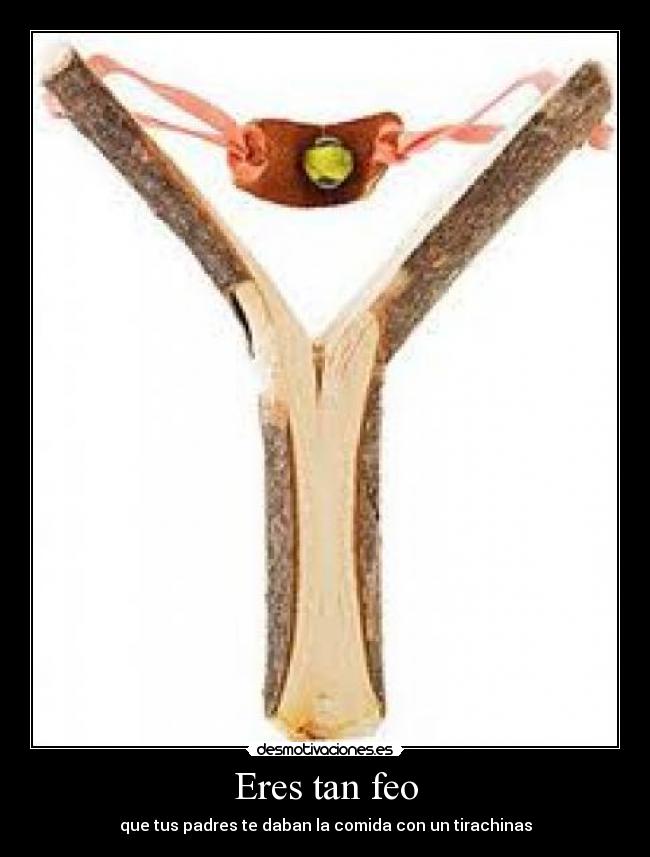 Eres tan feo - que tus padres te daban la comida con un tirachinas