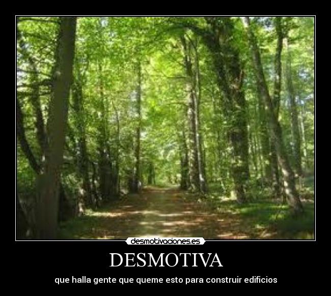 DESMOTIVA - que halla gente que queme esto para construir edificios