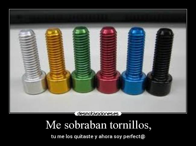 Me sobraban tornillos, - tu me los quitaste y ahora soy perfect@