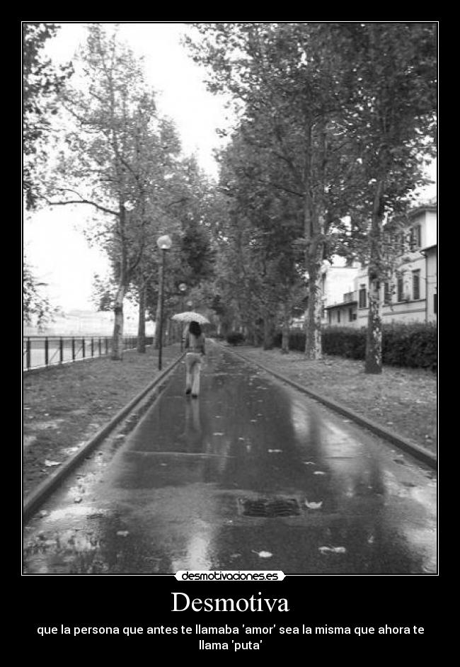 Desmotiva - que la persona que antes te llamaba amor sea la misma que ahora te llama puta