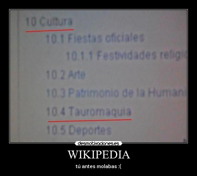 WIKIPEDIA - tú antes molabas :(