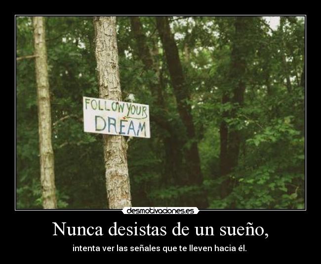 Nunca desistas de un sueño, - intenta ver las señales que te lleven hacia él.