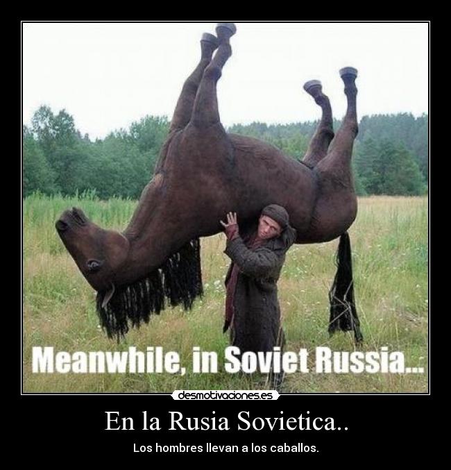 En la Rusia Sovietica.. - Los hombres llevan a los caballos.