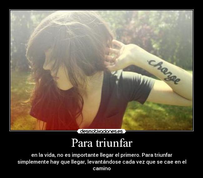 Para triunfar - en la vida, no es importante llegar el primero. Para triunfar
simplemente hay que llegar, levantándose cada vez que se cae en el
camino