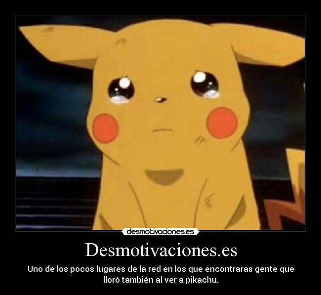 Desmotivaciones.es - Uno de los pocos lugares de la red en los que encontraras gente que
lloró también al ver a pikachu.