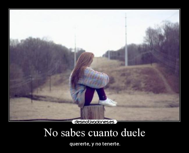 No sabes cuanto duele - quererte, y no tenerte.