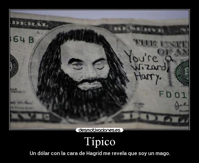Típico - Un dólar con la cara de Hagrid me revela que soy un mago.