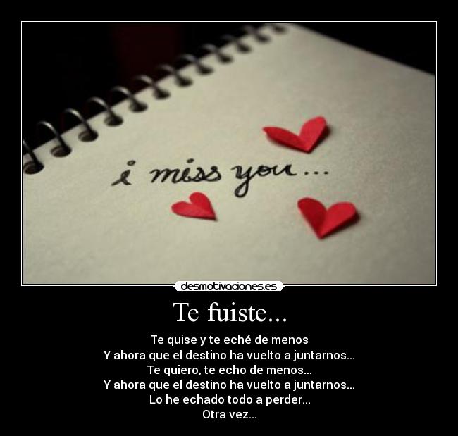 carteles fuiste quise echar menos eche ahora destino volver juntarnos echar todo perder otra vez desmotivaciones