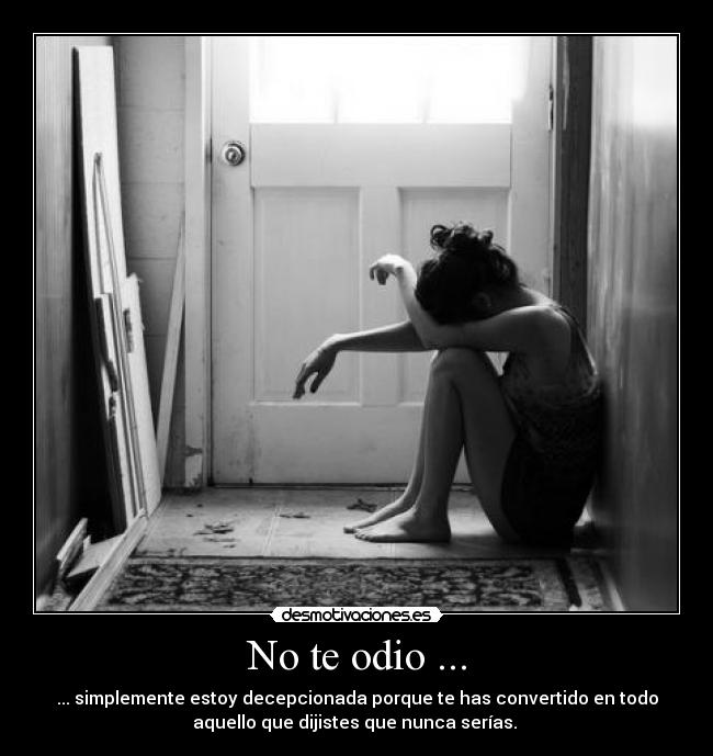 No te odio ... - ... simplemente estoy decepcionada porque te has convertido en todo
aquello que dijistes que nunca serías. 
