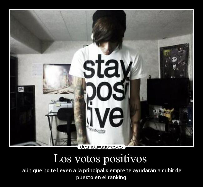 Los votos positivos  - aún que no te lleven a la principal siempre te ayudarán a subir de
puesto en el ranking.