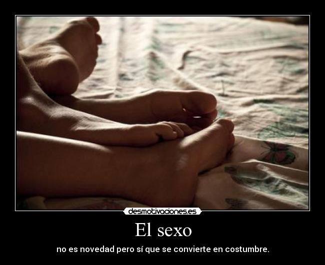 El sexo - no es novedad pero sí que se convierte en costumbre.