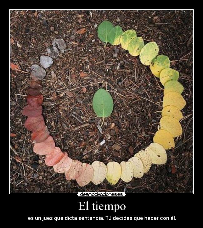 El tiempo - es un juez que dicta sentencia. Tú decides que hacer con él.