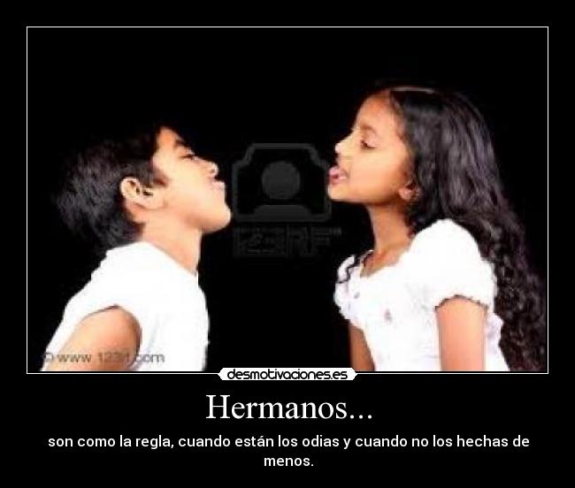 Hermanos... - son como la regla, cuando están los odias y cuando no los hechas de menos.