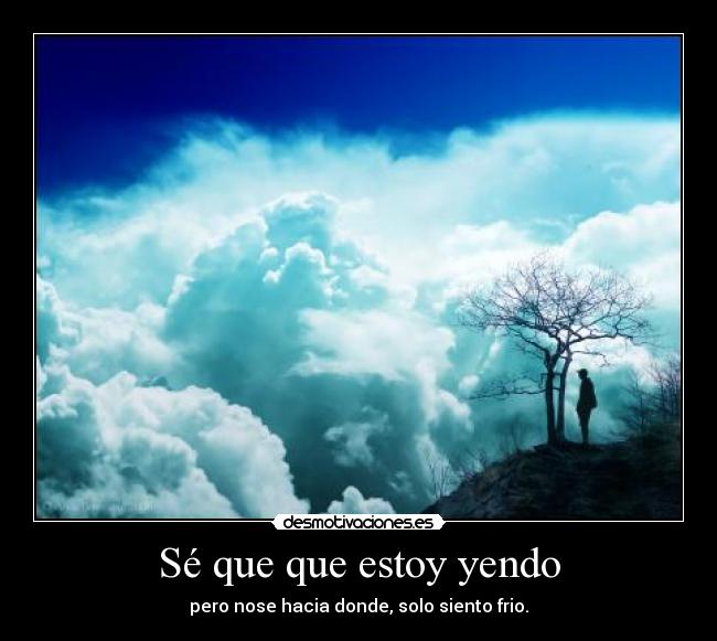 Sé que que estoy yendo - pero nose hacia donde, solo siento frio.