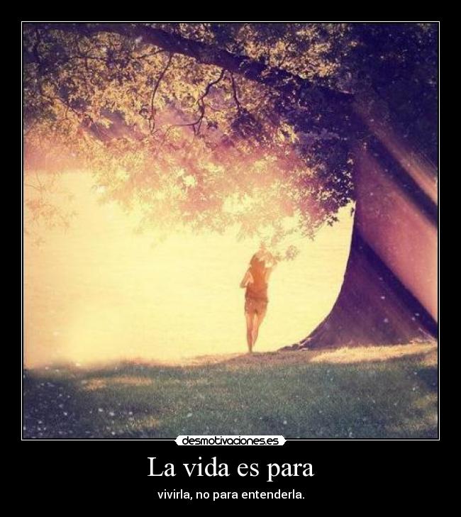 La vida es para - vivirla, no para entenderla.