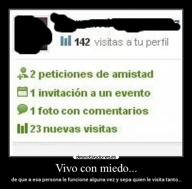 Vivo con miedo... - de que a esa persona le funcione alguna vez y sepa quien le visita tanto...