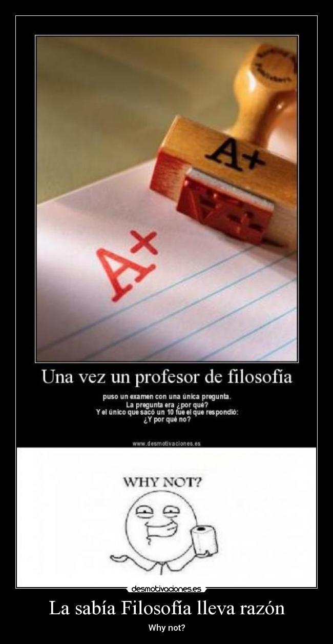 La sabía Filosofía lleva razón - Why not?