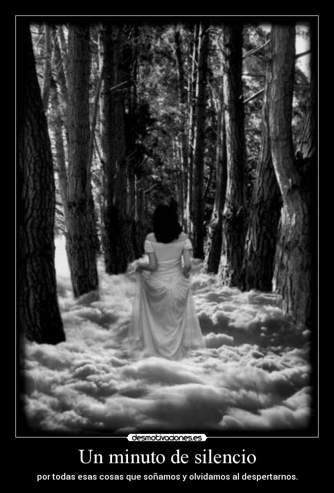 Un minuto de silencio - por todas esas cosas que soñamos y olvidamos al despertarnos.
