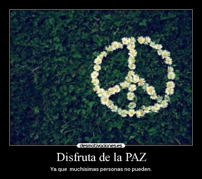 Disfruta de la PAZ - Ya que muchísimas personas no pueden.