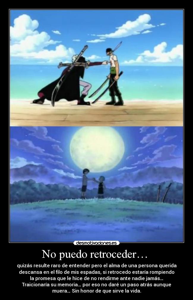 carteles rorono zoro cetrero kuina one piece desmotivaciones