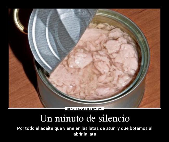Un minuto de silencio - Por todo el aceite que viene en las latas de atún, y que botamos al abrir la lata