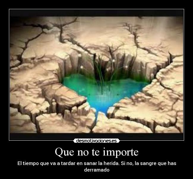 Que no te importe - El tiempo que va a tardar en sanar la herida. Si no, la sangre que has derramado