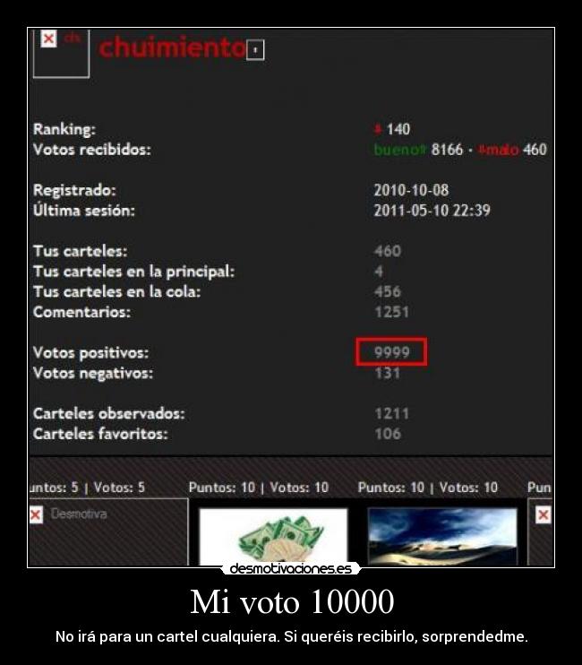 Mi voto 10000 - No irá para un cartel cualquiera. Si queréis recibirlo, sorprendedme.