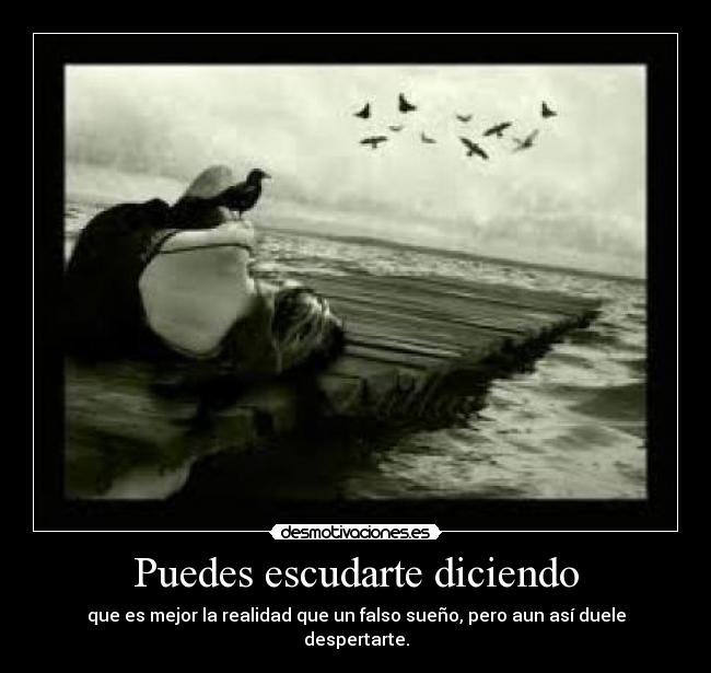 Puedes escudarte diciendo - que es mejor la realidad que un falso sueño, pero aun así duele despertarte.