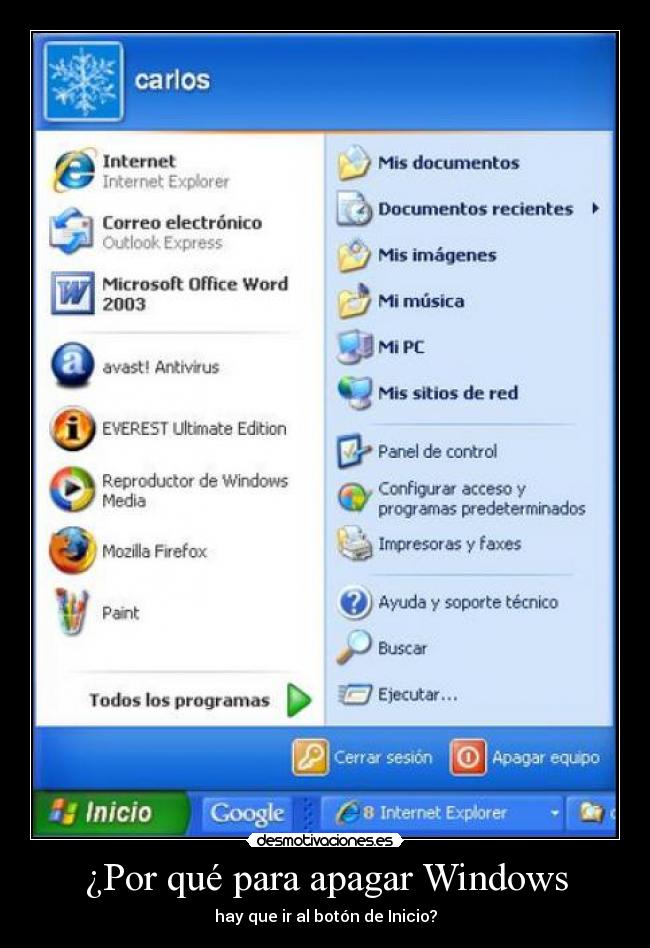 ¿Por qué para apagar Windows - hay que ir al botón de Inicio?