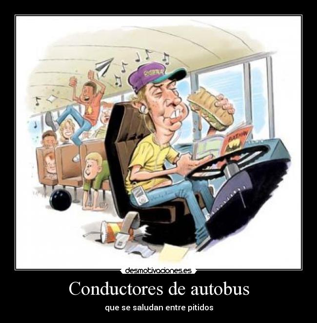 Conductores de autobus - que se saludan entre pitidos